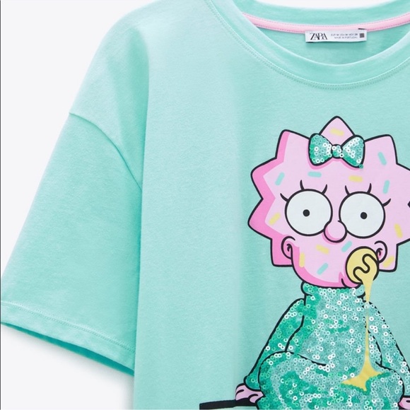 NEW! Zara ‘Maggie Simpson’ Sequins Graphic Tee - Picture 4 of 7